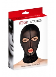 Черная сетчатая маска на голову с отверстиями для глаз и рта - Fetish Tentation - купить с доставкой в Шахтах