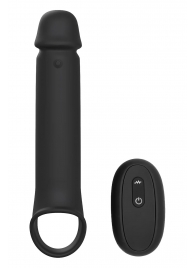 Черная насадка-удлинитель с вибрацией Vibrating Extender With Remote - Dream Toys - в Шахтах купить с доставкой