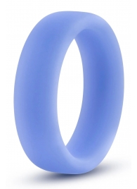 Голубое люминесцентное кольцо Silicone Glo Cock Ring - Blush Novelties - в Шахтах купить с доставкой