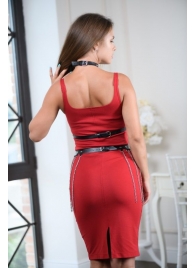 Черно-серебристая портупея-юбка plus size с цепочками - БДСМ Арсенал - купить с доставкой в Шахтах