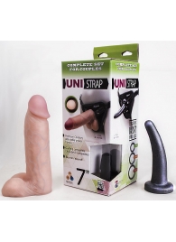 Страпон-унисекс с двумя насадками UNI strap 7  Harness - 19 и 16 см. - LOVETOY (А-Полимер) - купить с доставкой в Шахтах