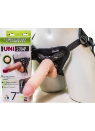 Страпон-унисекс с двумя насадками UNI strap 7  Harness - 19 и 16 см. - LOVETOY (А-Полимер) - купить с доставкой в Шахтах