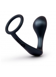 Черное эрекционное кольцо со стимулятором простаты Ringer Cock Ring   Plug - b-Vibe - в Шахтах купить с доставкой