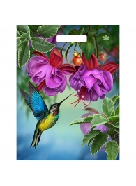 Пакет с принтом в виде колибри в цветах с вырубной ручкой (31х40 см) - Сима-Ленд - купить с доставкой в Шахтах