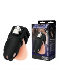 Черная клетка для пениса Silicone Small 2 in Cock Cage With Ball Divider - BlueLine - купить с доставкой в Шахтах