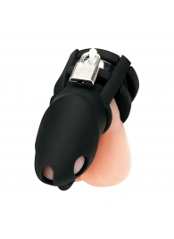 Черная клетка для пениса Silicone Small 2 in Cock Cage With Ball Divider - BlueLine - купить с доставкой в Шахтах