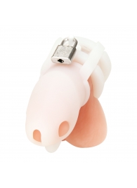 Белая клетка для пениса Silicone Small 2 in Cock Cage With Ball Divider - BlueLine - купить с доставкой в Шахтах