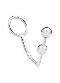 Кольцо на пенис с анальным стимулятором Two Bead Stainless Steel Anal Hook   Cock Ring - BlueLine - в Шахтах купить с доставкой