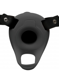 Черный полый страпон с вибрацией 2’’ Erection 28X Smooth Vibrating Silicone Penis Sheath - XR Brands - купить с доставкой в Шахтах