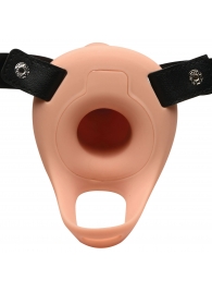 Телесный полый страпон 2  Erection 28X Smooth Vibrating Silicone Penis Sheath - 16 см. - XR Brands - купить с доставкой в Шахтах
