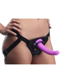 Лиловый поясной страпон Navigator Silicone G-Spot Dildo with Harness - 17,8 см. - XR Brands - купить с доставкой в Шахтах