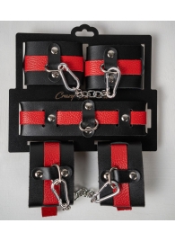 Черно-красный набор фиксаций: наручники, оковы и ошейник - Crazy Handmade - купить с доставкой в Шахтах