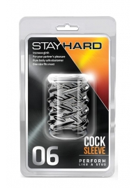 Прозрачная насадка с объёмными чёрточками STAY HARD COCK SLEEVE 06 CLEAR - Blush Novelties - в Шахтах купить с доставкой