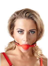 Силиконовый кляп-шар на чёрных ремешках Red Gag silicone - Orion - купить с доставкой в Шахтах