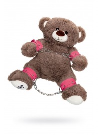 Бондажный набор: бурый мишка с розовыми оковами и наручниками - Pecado - купить с доставкой в Шахтах