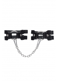 Черные кожаные оковы из двух ремешков - Pecado - купить с доставкой в Шахтах