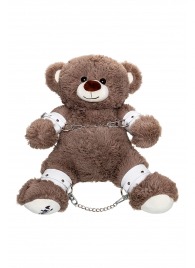 Бондажный набор: бурый мишка с белыми оковами и наручниками - Pecado - купить с доставкой в Шахтах