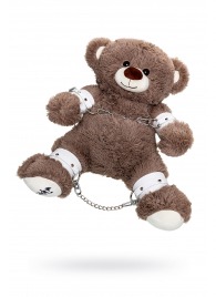 Бондажный набор: бурый мишка с белыми оковами и наручниками - Pecado - купить с доставкой в Шахтах