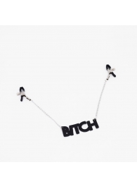 Зажимы на соски с кожаной подвеской Bitch - Crazy Handmade - купить с доставкой в Шахтах