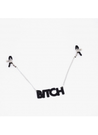 Зажимы на соски с кожаной подвеской Bitch - Crazy Handmade - купить с доставкой в Шахтах