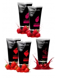 Набор из 5 съедобных лубрикантов JUJU (клубника х 2, малина х 2, вишня) - JuJu - купить с доставкой в Шахтах