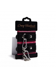 Черно-розовые скругленные наручники с мягкой подкладкой - Crazy Handmade - купить с доставкой в Шахтах