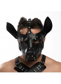 Черная кожаная маска «Собака» - Crazy Handmade - купить с доставкой в Шахтах