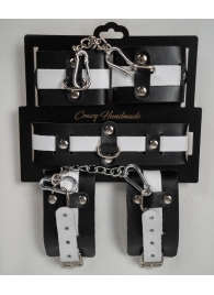 Набор фиксаторов из черной и белой натуральной кожи - Crazy Handmade - купить с доставкой в Шахтах