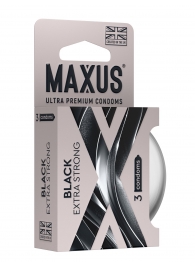 Черные утолщенные презервативы MAXUS Extra Strong с железным кейсом - 3 шт. - Maxus - купить с доставкой в Шахтах