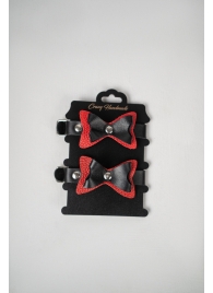 Черно-красные кожаные наручники с бантиками - Crazy Handmade - купить с доставкой в Шахтах