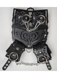 Черный ажурный кожаный набор фиксаций - Crazy Handmade - купить с доставкой в Шахтах