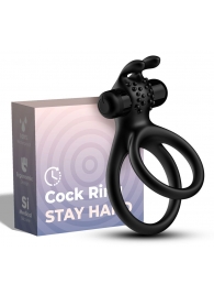 Черное эрекционное виброкольцо с подхватом мошонки Stay Hard - Boys of Toys - в Шахтах купить с доставкой