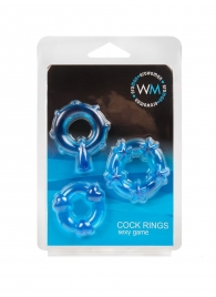 Набор из 3 синих эрекционных колец с различным рельефом - Erowoman-Eroman - в Шахтах купить с доставкой