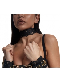 Черный ажурный чокер с золотистой фурнитурой - Crazy Handmade - купить с доставкой в Шахтах