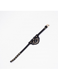 Черный чокер с клепками и золотистой фурнитурой - Crazy Handmade - купить с доставкой в Шахтах