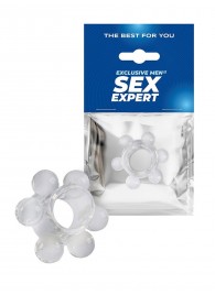 Прозрачное эрекционное кольцо с 6 стимулирующими шариками - Sex Expert - в Шахтах купить с доставкой