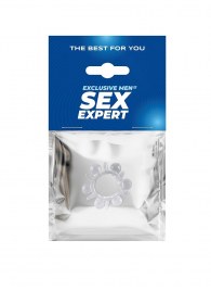 Прозрачное эрекционное кольцо с шариками и шипами - Sex Expert - в Шахтах купить с доставкой