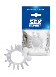 Эластичное эрекционное кольцо с шариками и лучами - Sex Expert - в Шахтах купить с доставкой