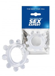 Прозрачное эрекционное кольцо со стимулирующими шариками - Sex Expert - в Шахтах купить с доставкой