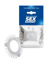 Эластичное эрекционное кольцо с 3 шариками и шипами - Sex Expert - в Шахтах купить с доставкой
