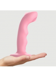 Розовая насадка-стимулятор Strap-On-Me Tapping Dildo Wave - Strap-on-me - купить с доставкой в Шахтах