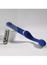 Синий безремневой страпон Multi Orgasm Bendable Strap-On size L с клиторальной стимуляцией - Strap-on-me - купить с доставкой в Шахтах