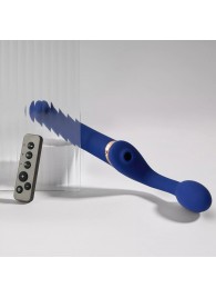 Синий безремневой страпон Multi Orgasm Bendable Strap-On size XL с клиторальной стимуляцией - Strap-on-me - купить с доставкой в Шахтах