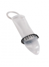 Закрытая насадка на пенис с подхватом мошонки и стимулирующими «ресничками» - Sextaz - в Шахтах купить с доставкой