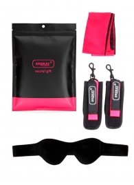 Черно-розовый эротический набор: маска, наручники и повязка - Erokay - купить с доставкой в Шахтах