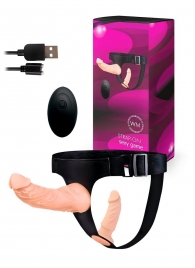 Женский страпон с 2 насадками, вибрацией и пультом ДУ - Erowoman-Eroman - купить с доставкой в Шахтах
