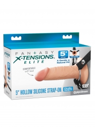 Телесный пустотелый фаллопротез 5’’ Hollow Silicone Strap-On - 14 см. - Pipedream - купить с доставкой в Шахтах