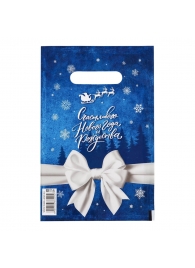 Сине-белый подарочный новогодний пакет с вырубной ручкой (20х30 см) - Сима-Ленд - купить с доставкой в Шахтах
