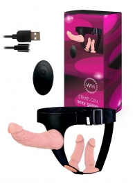 Женский страпон с 3 насадками и вибрацией - Erowoman-Eroman - купить с доставкой в Шахтах