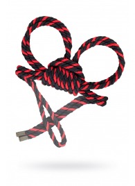 Черно-красные наручники-оковы ’’Узел-омега’’ из хлопковой веревки - Pecado - купить с доставкой в Шахтах